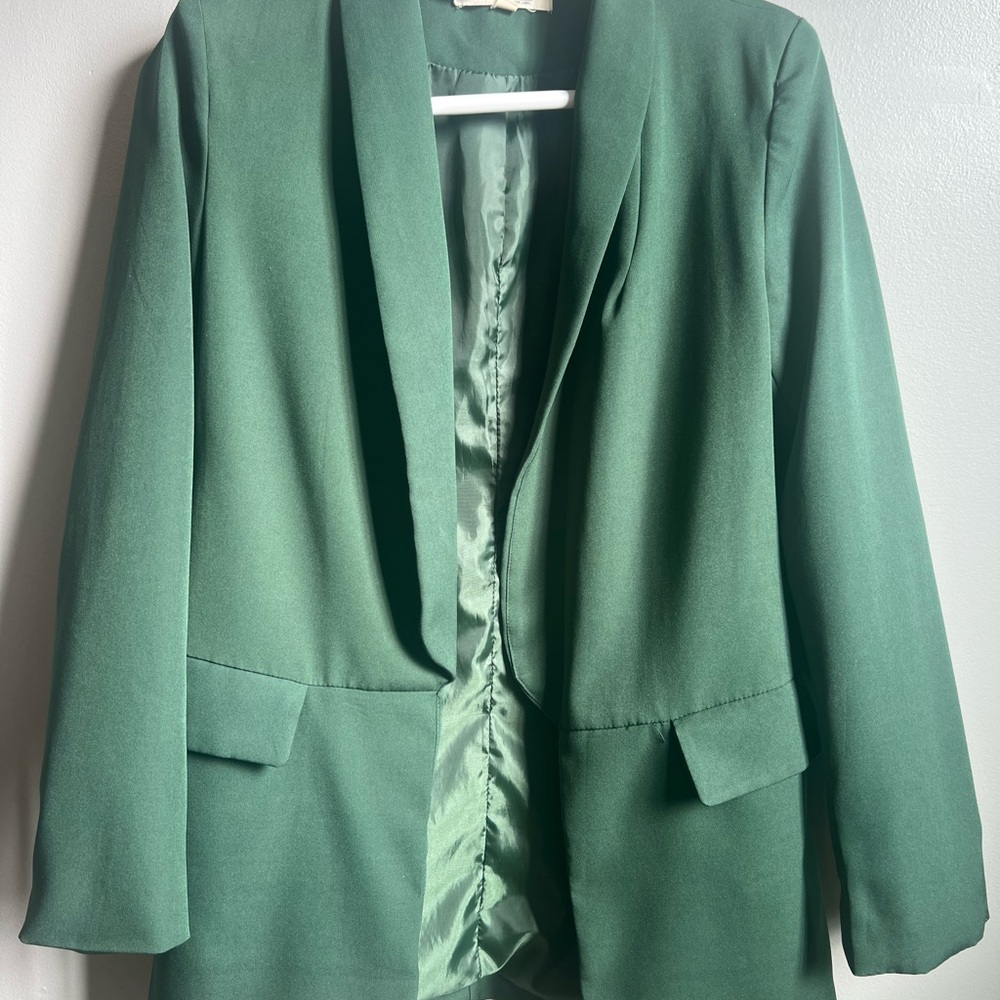 Open Front Blazer in Sage Green